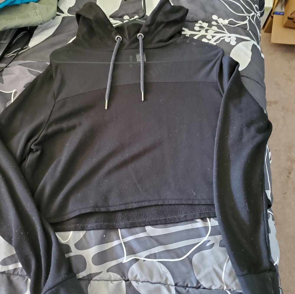 Womens black hoodie crop top